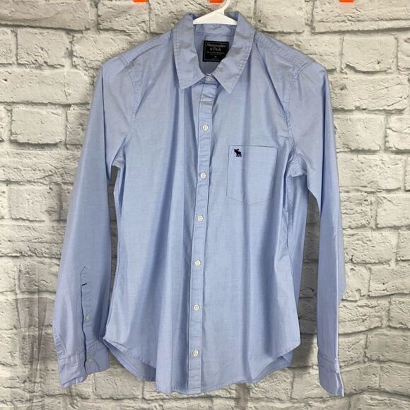 Abercrombie & Fitch button down dress shirt w/button cuffs like new blue sz Med - Picture 1 of 5